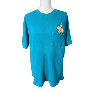 Vintage 90s looney tunes teal waffle knit shirt